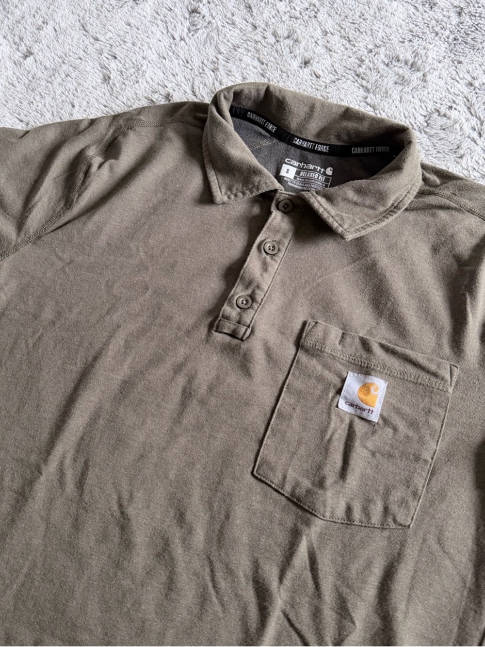 Carhartt Force Relaxed Fit Short Sleeve Pocket Polo Shirt Men’s Small Green